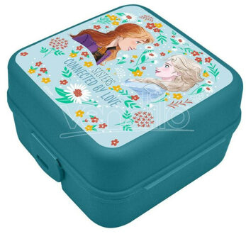 Disney Frozen broodtrommel/lunchbox voor kinderen - blauw - kunststof - 14 x 8 cm - Lunchboxen