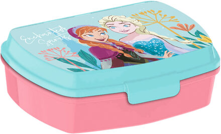 Disney Frozen broodtrommel/lunchbox voor kinderen - blauwA - kunststof - 20 x 10 cm - Lunchboxen