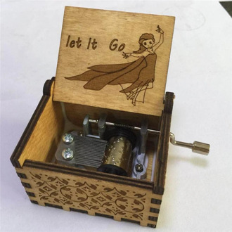 Disney Frozen Elsa let it go Music Box Hand Crank Musical Box Carved Wood Musical Gifts,Play Star war figure toy