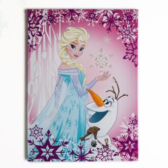 Disney Frozen Frozen - Canvas Schilderij - Elsa & Olaf - 70x50 cm Blauw, Paars, Roze, Wit