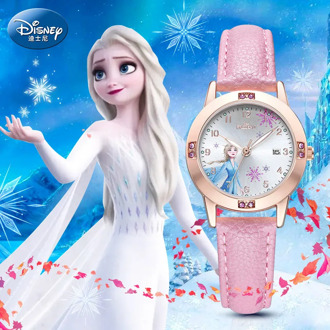 Disney Frozen II Elsa Prince Pointer Luminous Soft PU Belt Quartz Watch Bling Crystal Cuties children's Watches Kids Clock Gift