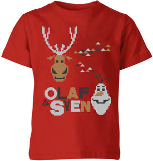 Disney Frozen Olaf and Sven Kids' Christmas T-Shirt - Red - 122/128 (7-8 jaar) Rood - M