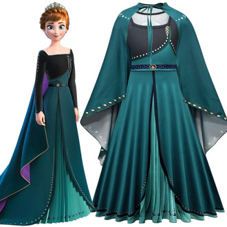 Disney Frozen Princess Anna Halloween Cosplay Costume Girls Stage Performance Dress Cloak 2pcs/set Christmas Gifts