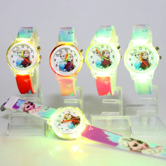 Disney Frozen Princess Elsa Children Watches Colorful Light Source Watch Girls Kids Party Gift Clock Wrist Relogio Feminino