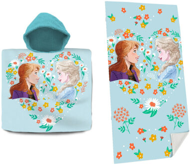 Disney Frozen Set bad cape/poncho en strand/badlaken - voor kinderen - Badcapes