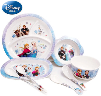 Disney Frozen Tableware Cartoon Children Dinnerware Princess Aisha and Anna Dish and Plate Bowl Spoon Cup Kitchen Supplies
