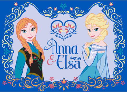 Disney Frozen vloerkleed Anna & Elsa - 95x133 cm Blauw