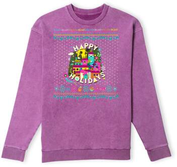 Disney Happy Holidays Christmas Jumper - Purple Acid Wash - XL - Purple Acid Wash