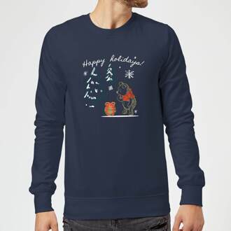 Disney Happy Holidays Pooh Christmas Jumper - Navy - L - Navy blauw