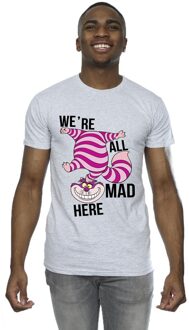 Disney Heren Alice In Wonderland Allemaal Gek Hier T-Shirt (Sportgrijs) Lichtgrijs