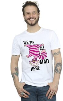 Disney Heren Alice In Wonderland Allemaal Gek Hier T-Shirt (Wit)