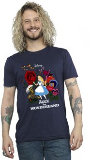 Disney Heren Alice In Wonderland Bloemen T-Shirt (Marineblauw) Navy - M