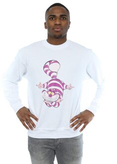 Disney Heren Alice In Wonderland Cheshire Cat Upside Down Sweatshirt (Wit)