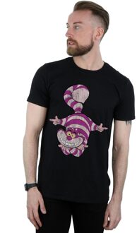 Disney Heren Alice In Wonderland Cheshire Cat Upside Down T-Shirt (Zwart) - maat XL