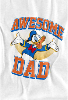 Disney Heren awesome dad donald duck t-shirt - maat L Wit