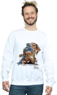 Disney Heren Beauty And The Beast Beast Sketch Sweatshirt (Wit)