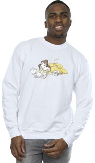 Disney Heren Beauty And The Beast Belle Reading Sweatshirt (Wit) - maat L