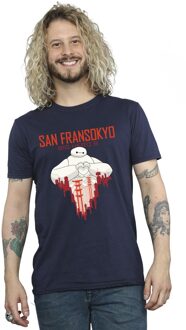 Disney Heren Big Hero 6 Baymax San Fransokyo Hart T-Shirt (Marineblauw) Navy - 2XL