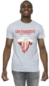 Disney Heren Big Hero 6 Baymax San Fransokyo Hart T-Shirt (Sportgrijs) - maat S Lichtgrijs