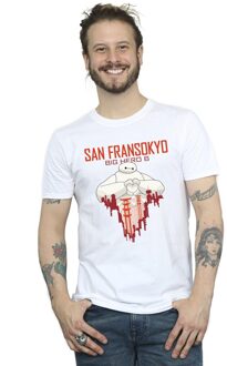 Disney Heren Big Hero 6 Baymax San Fransokyo Hart T-Shirt (Wit)