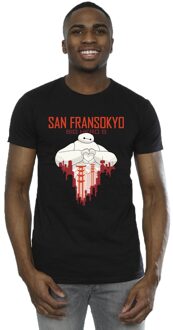 Disney Heren Big Hero 6 Baymax San Fransokyo Hart T-Shirt (Zwart)