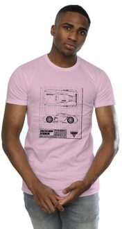 Disney Heren Cars Jackson Storm Blauwdruk T-Shirt (Baby Roze) - M