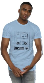 Disney Heren Cars Jackson Storm Blauwdruk T-Shirt (Babyblauw) - maat 2XL Lichtblauw