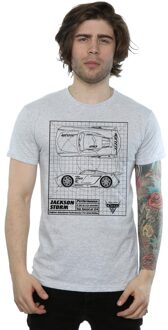 Disney Heren Cars Jackson Storm Blauwdruk T-Shirt (Sportgrijs) - maat 3XL Lichtgrijs
