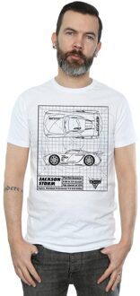 Disney Heren Cars Jackson Storm Blauwdruk T-Shirt (Wit) - XL