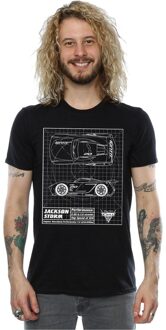 Disney Heren Cars Jackson Storm Blauwdruk T-Shirt (Zwart) - M