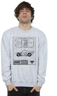 Disney Heren Cars Lightning McQueen Blueprint Sweatshirt (Sportgrijs) Lichtgrijs - 2XL