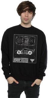 Disney Heren Cars Lightning McQueen Blueprint Sweatshirt (Zwart) - 3XL