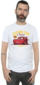 Disney Heren Cars Piston Cup Kampioen T-Shirt (Wit) - S