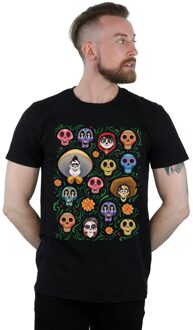 Disney Heren Coco Hoofden Patroon T-shirt (Zwart)