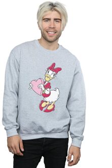 Disney Heren Daisy Duck Love Heart Sweatshirt (Sportgrijs) Lichtgrijs - XL