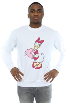 Disney Heren Daisy Duck Love Heart Sweatshirt (Wit)