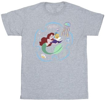 Disney Heren De Kleine Zeemeermin Leest Boek T-Shirt (Sportgrijs) - maat XL Lichtgrijs
