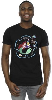 Disney Heren De Kleine Zeemeermin Leest Boek T-Shirt (Zwart) - maat 3XL