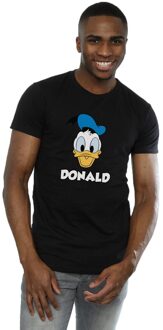Disney Heren Donald Duck Gezicht Katoenen T-Shirt (Zwart) - maat