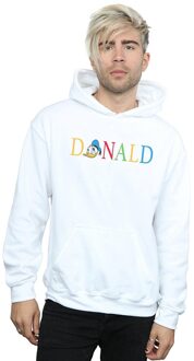 Disney Heren Donald Duck Letters Hoodie (Wit) - maat S