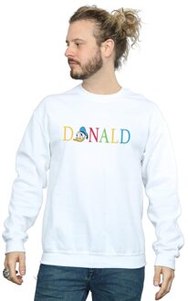 Disney Heren Donald Duck Letters Sweatshirt (Wit) - 3XL