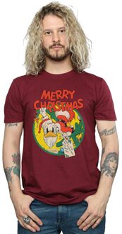 Disney Heren Donald Duck Vrolijk Kerstmis T-Shirt (Bourgondië) Bourgogne - XL