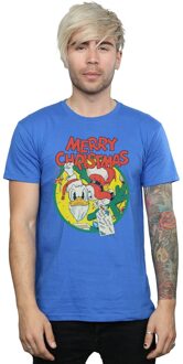 Disney Heren Donald Duck Vrolijk Kerstmis T-Shirt (Koningsblauw)