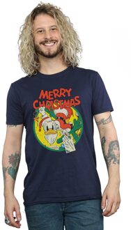 Disney Heren Donald Duck Vrolijk Kerstmis T-Shirt (Marineblauw) - maat L Navy