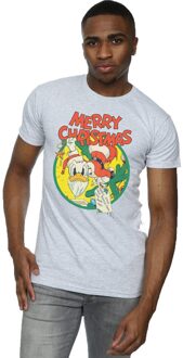 Disney Heren Donald Duck Vrolijk Kerstmis T-Shirt (Sportgrijs) Lichtgrijs - M