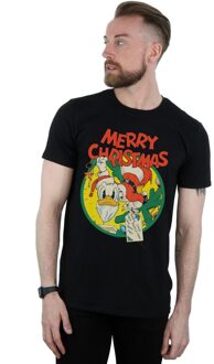 Disney Heren Donald Duck Vrolijk Kerstmis T-Shirt (Zwart) - M