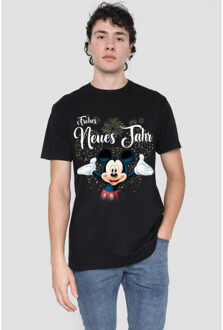 Disney Heren duits mickey mouse vuurwerk nieuwjaar t-shirt Zwart - S
