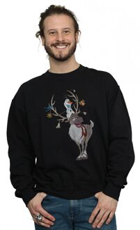 Disney Heren Frozen Sven en Olaf Kerst Ornamenten Sweatshirt (Zwart)