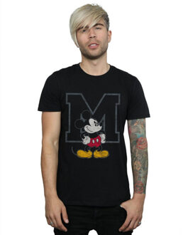 Disney heren klassiek m mickey mouse katoenen t-shirt Zwart - XXL / XXXL