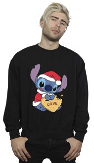Disney Heren Lilo And Stitch Kerstmis Love Biscuit Sweatshirt (Zwart) - 2XL